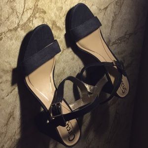 NEW PLATFORM BLOCK HEELS | DENIM | size: 8 1/2